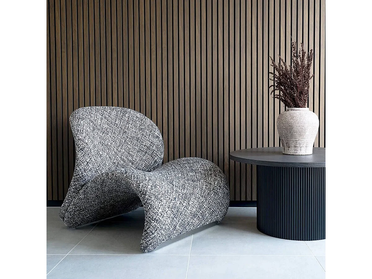 ALFREDO - Fauteuil Tissu Maille Chinée Marron