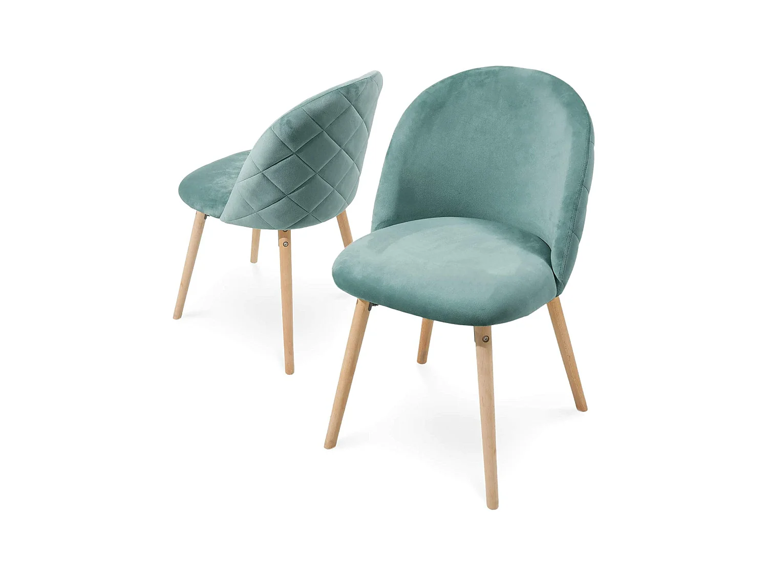 Lot de 2 chaises de salle à manger en velours pieds en bois hêtre style moderne chaise scandinave pour salon chambre cuisine bureau turquoise 01_0000153