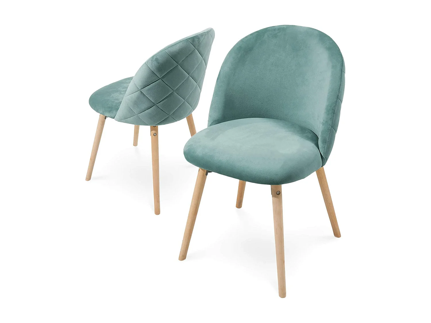 Lot de 2 chaises de salle à manger en velours pieds en bois hêtre style moderne chaise scandinave pour salon chambre cuisine bureau turquoise 01_0000153