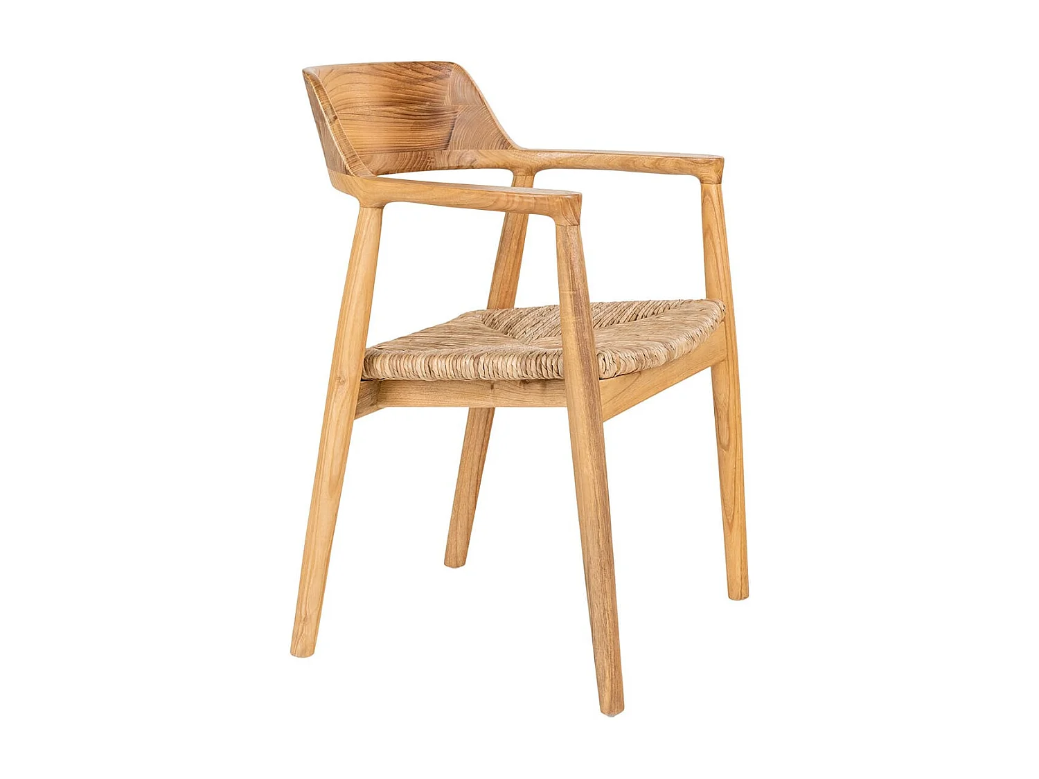 VANCOUVER - Lot de 2 Chaises en Bois de Sungai et Assise en Paille Naturelle