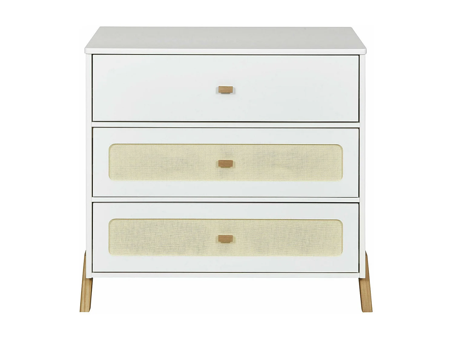 Commode à langer 3 tiroirs  panneaux de fibres blanc et bois AZU