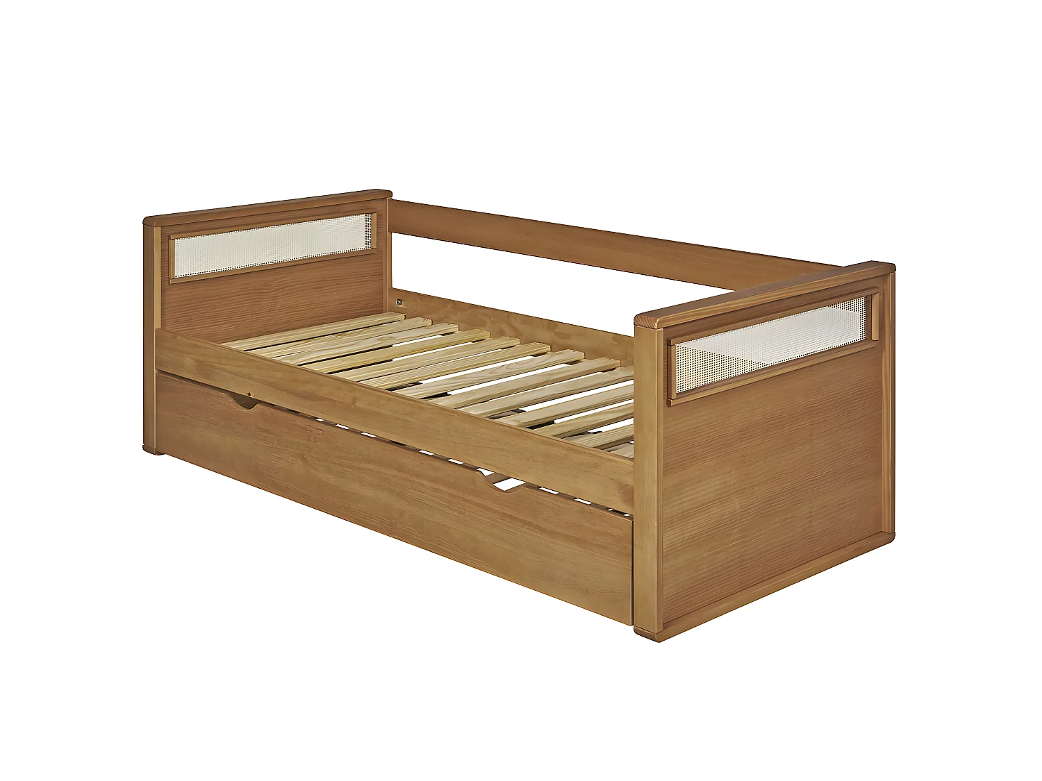 Pack lit banquette gigogne avec matelas 90x190 cm bois massif bois COBI