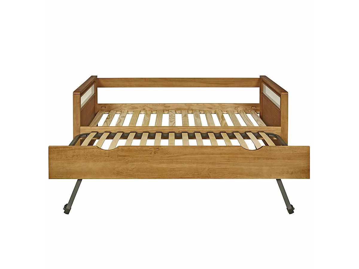 Pack lit banquette gigogne avec matelas 90x190 cm bois massif bois COBI
