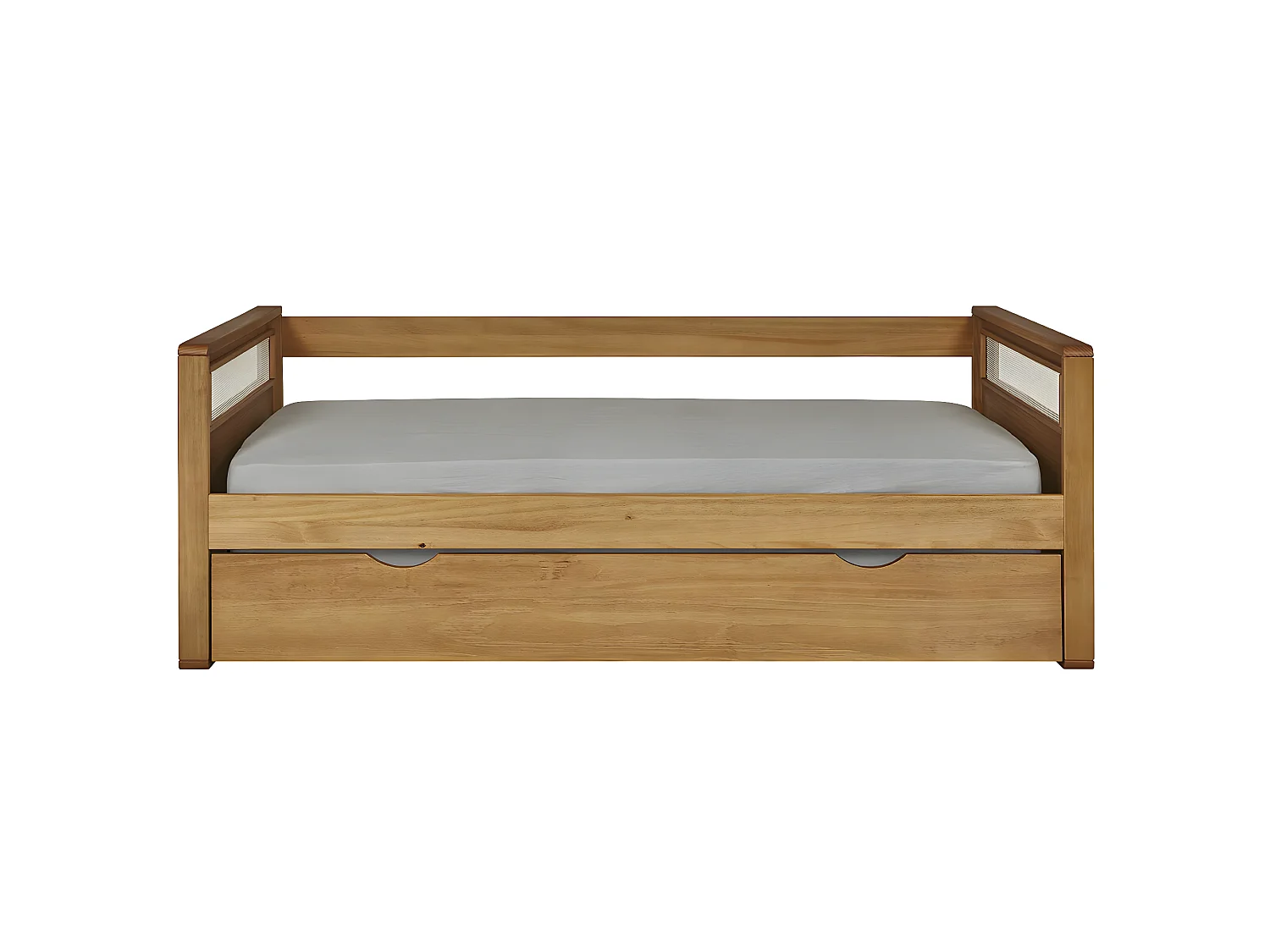 Pack lit banquette gigogne avec matelas 90x200 cm bois massif bois COBI