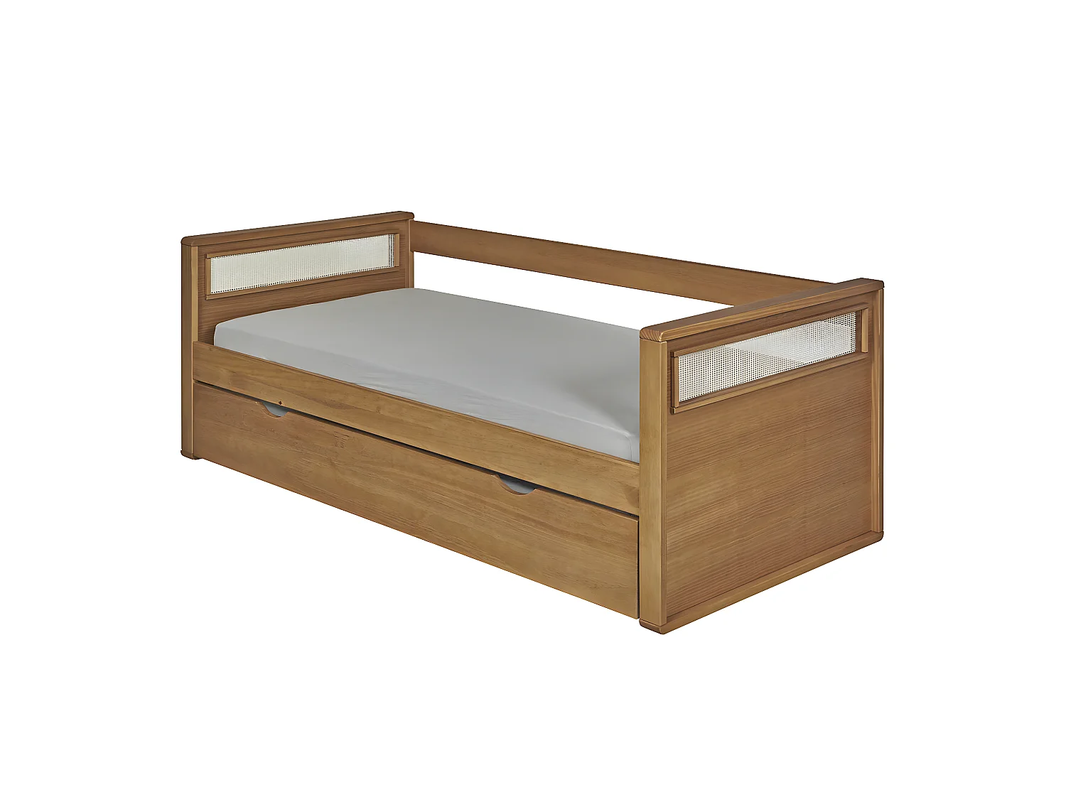 Pack lit banquette gigogne avec matelas 90x200 cm bois massif bois COBI