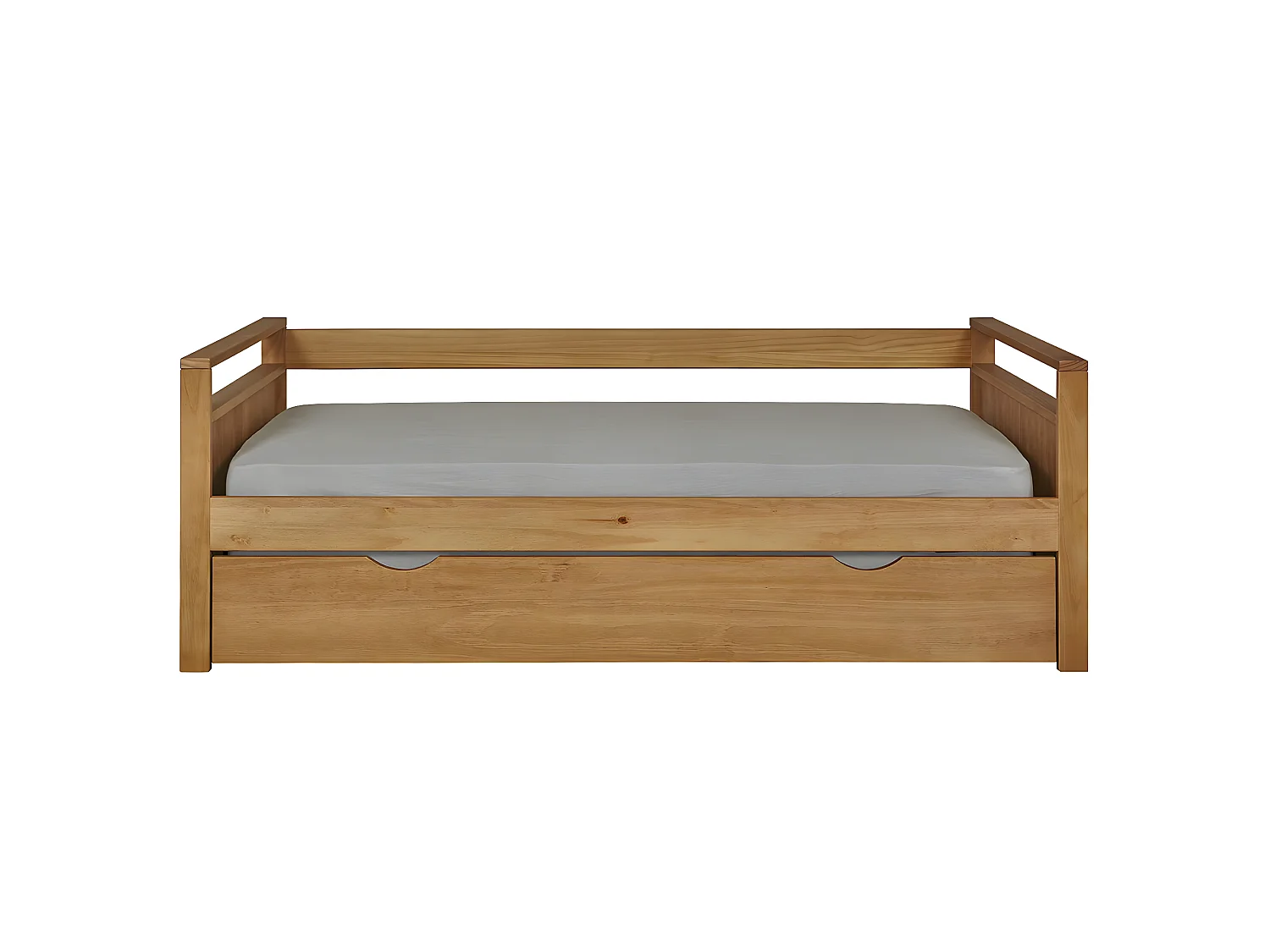 Pack lit banquette gigogne avec matelas 90x190 cm bois massif bois IVY