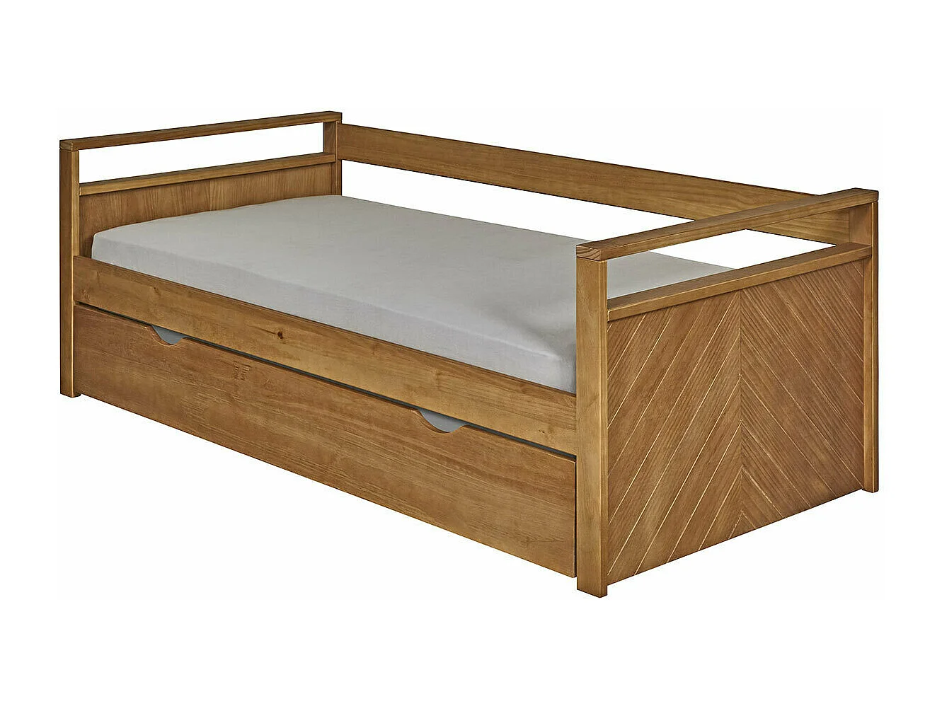 Lit banquette gigogne 90x190 cm bois massif bois IVY