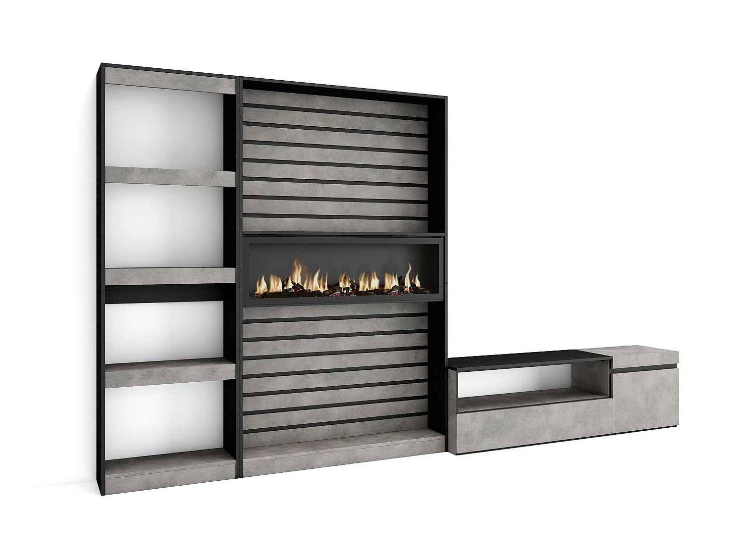Meubels voor woonkamer, 320x186x35cm, Elektrische haard, Cement