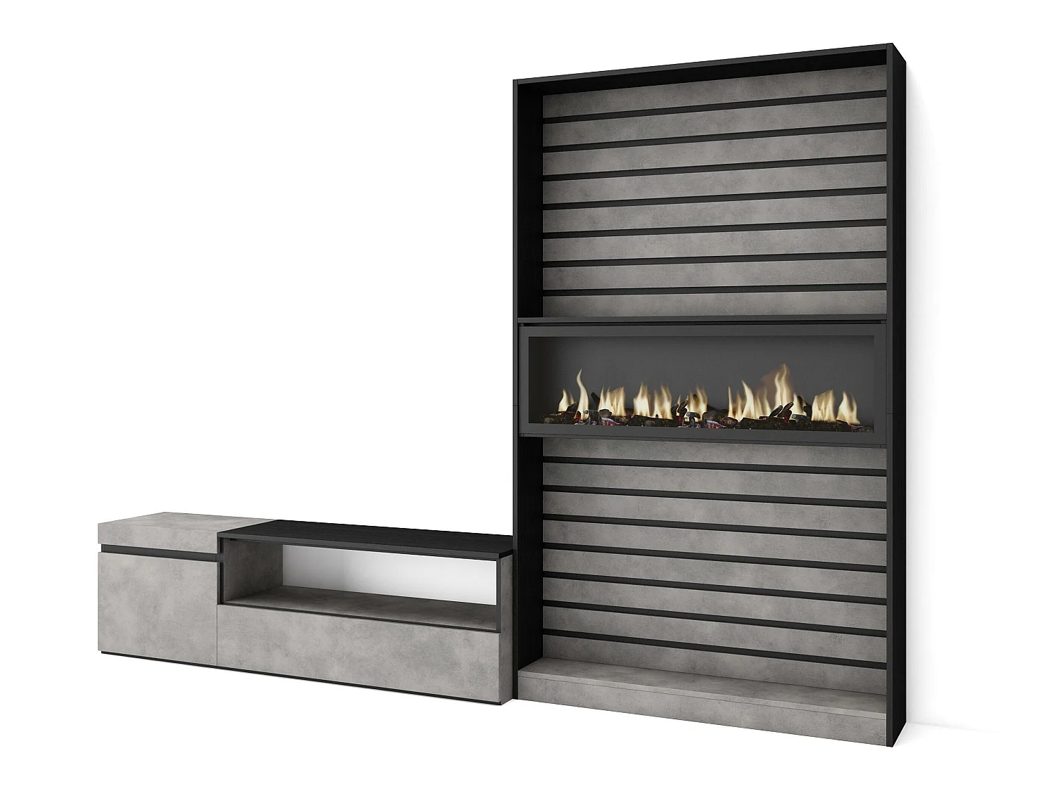 Meubels voor woonkamer, 260x186x35cm, Voor tv's tot 65", Elektrische haard, Cement