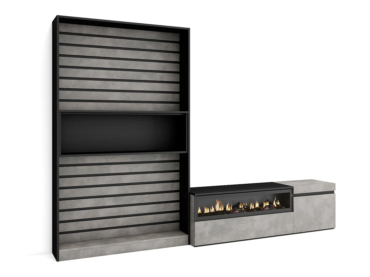 Meubels voor woonkamer, 260x186x35cm, Voor tv's tot 65", Elektrische haard, Cement