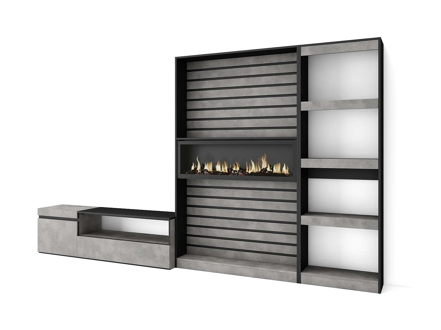 Meubels voor woonkamer, 320x186x35cm, Elektrische haard, Cement