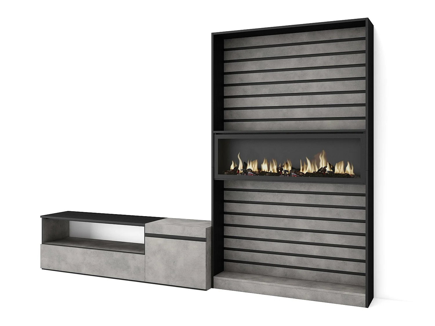 Meubels voor woonkamer, 260x186x35cm, Voor tv's tot 65", Elektrische haard, Cement