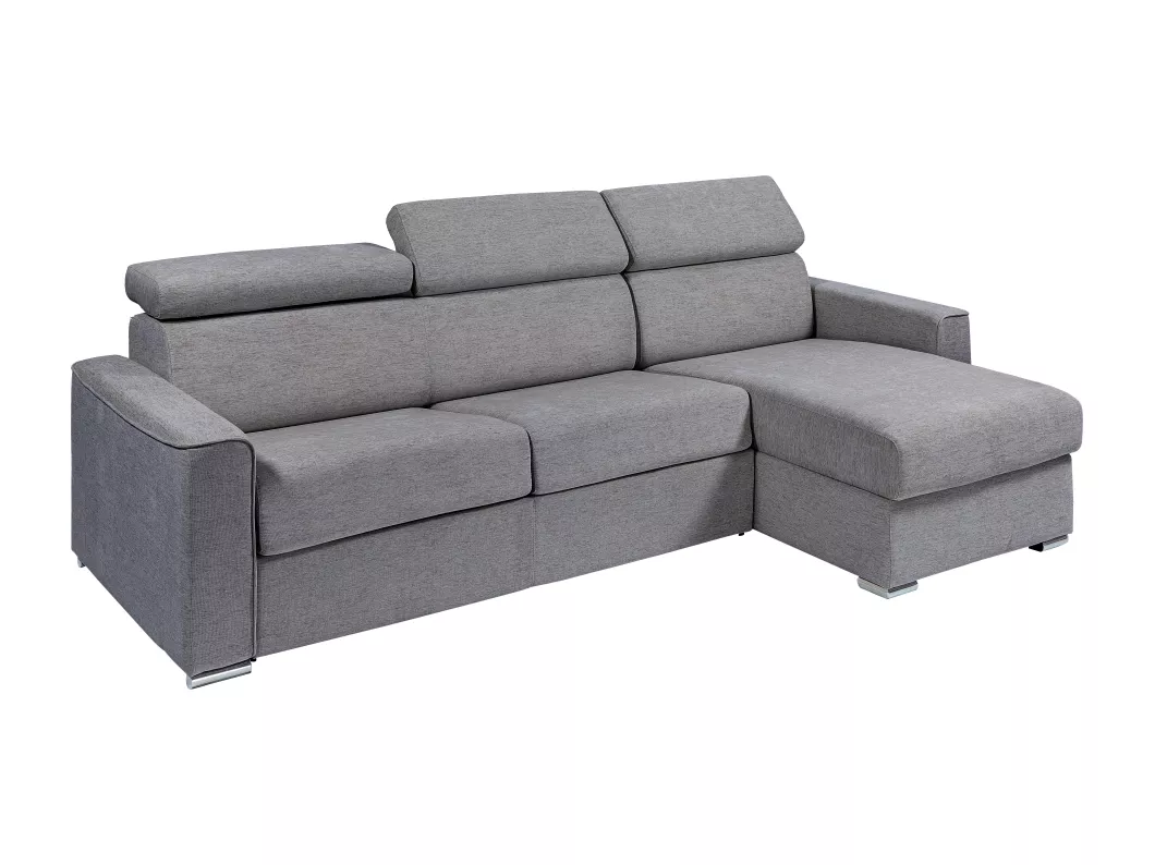 Kauf Unique Ecksofa mit Matratze - Ecke wechselbar - Stoff - Grau - Liegefläche mit Lattenrost mit breiten Latten 160 cm - Matratze 14 cm - VIZIR