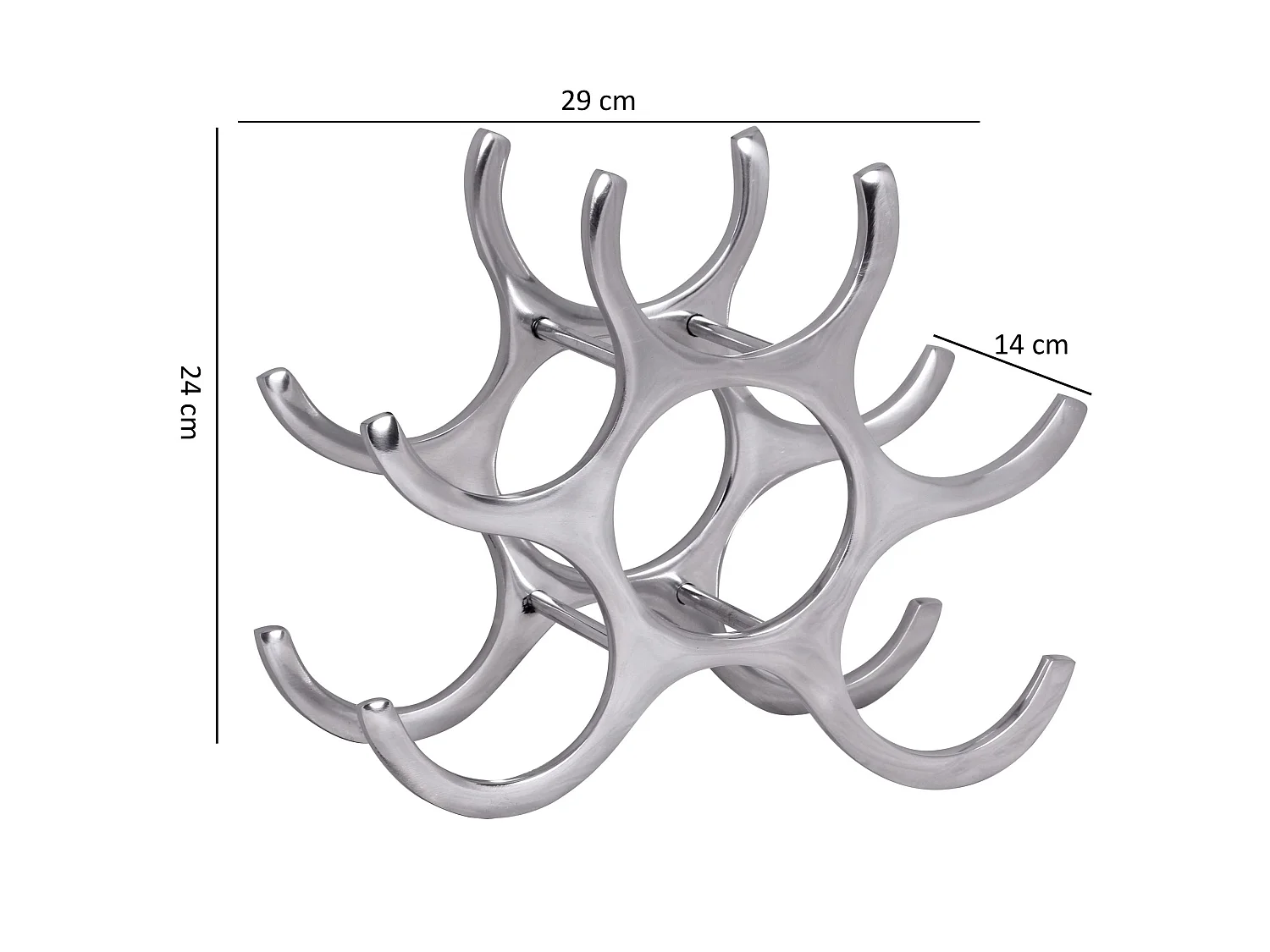 Design Alu Weinregal Flammen 24 cm Regal Flaschenregal 6 Flaschen Neu