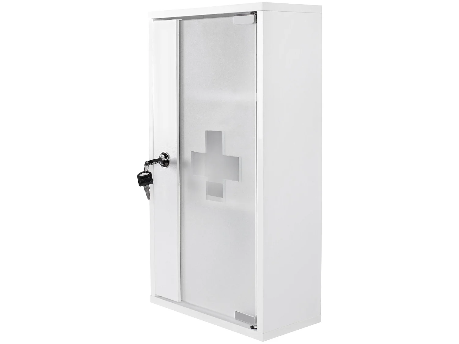 Armoire de Pharmacie à clé Murale Blanche 26x48x12cm Étagère Médicaments