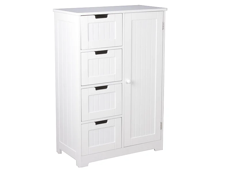 Mobiletto Bagno Salvaspazio Bianco 56x83x30 cm Armadio con 4 Cassetti