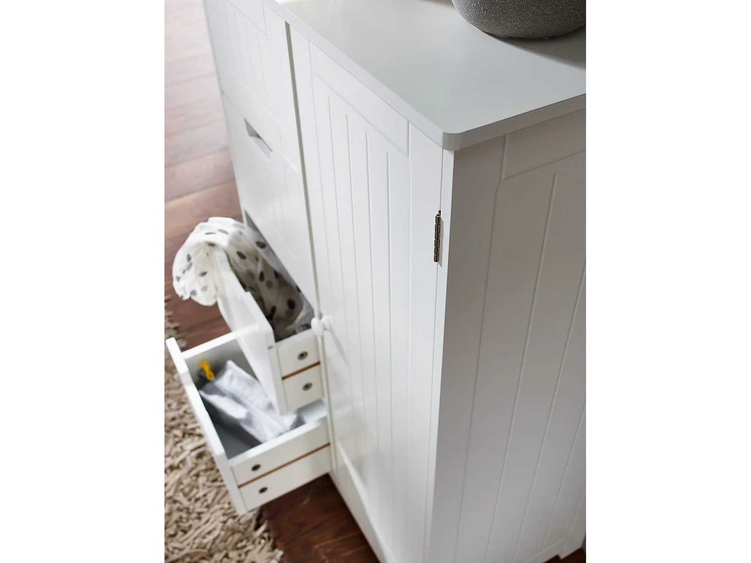 Mobiletto Bagno Salvaspazio Bianco 56x83x30 cm Armadio con 4 Cassetti