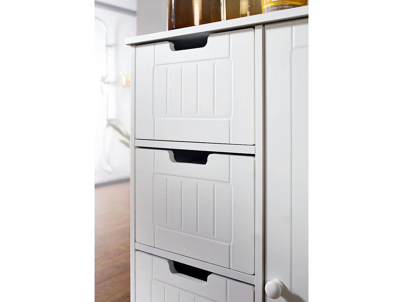 Mobiletto Bagno Salvaspazio Bianco 56x83x30 cm Armadio con 4 Cassetti