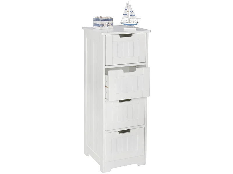 Mobiletto Bagno Salvaspazio Bianco 30x83x30 cm Armadio con 4 Cassetti