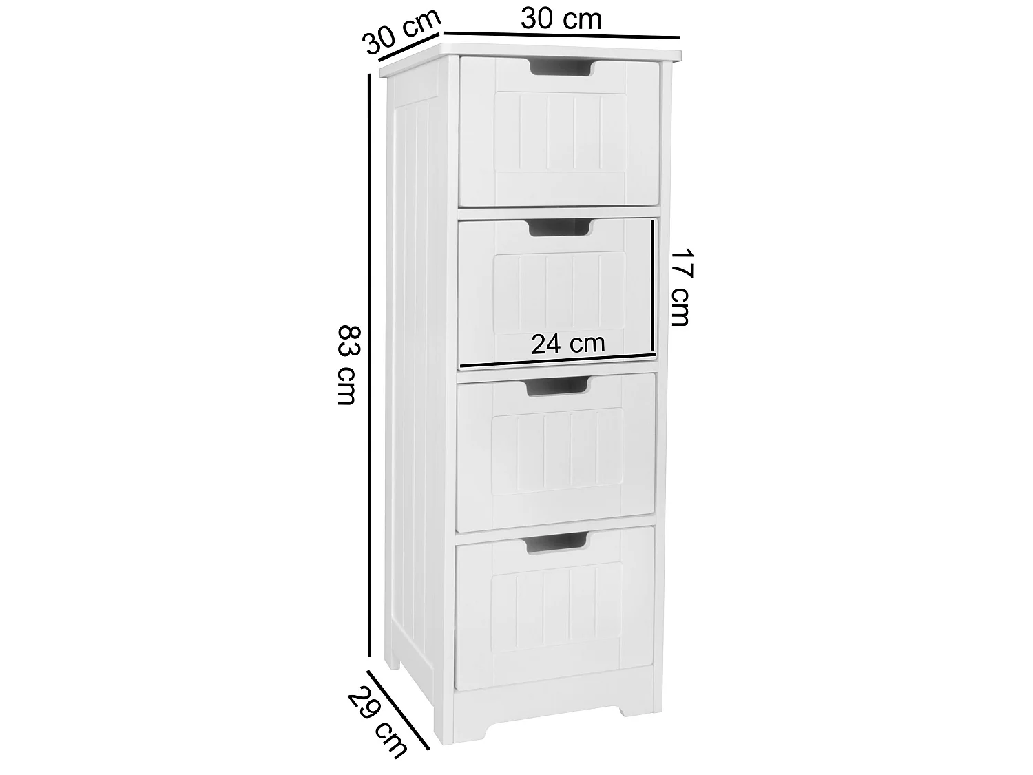 Badschrank Landhaus Badezimmerschrank Holz weiß Schubladen Beistellschrank klein