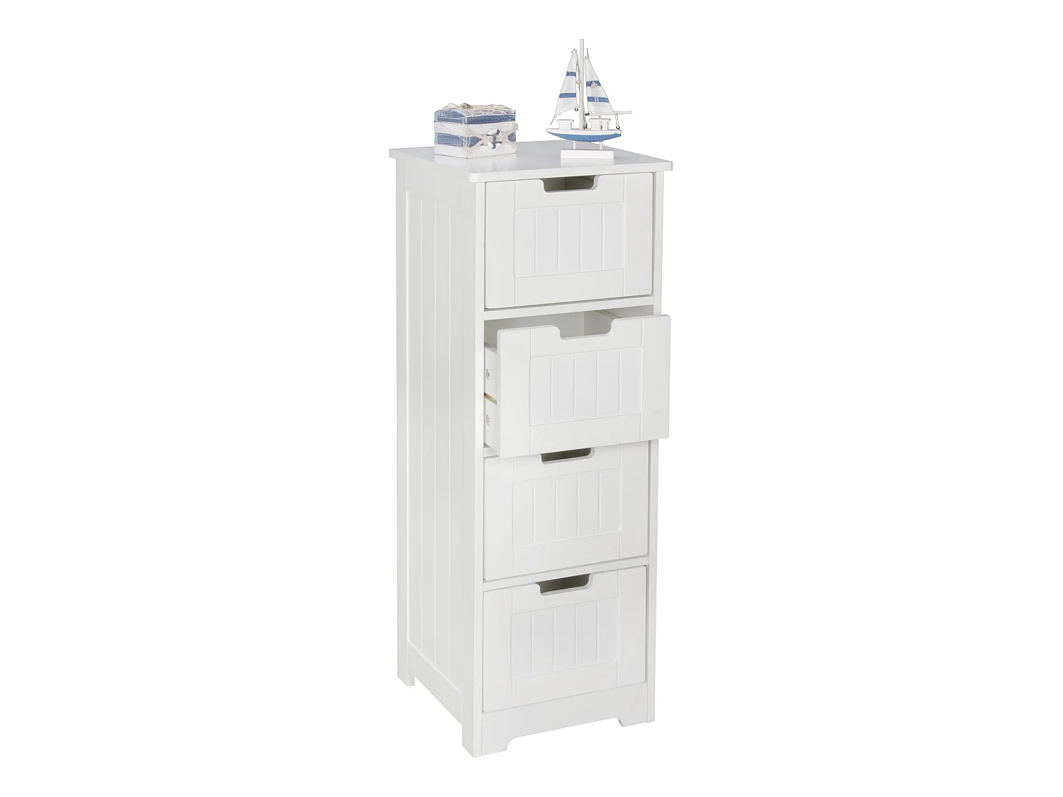 Armoire de Salle de Bain 30x83x30cm Commode avec Tiroir Blanc Colonne