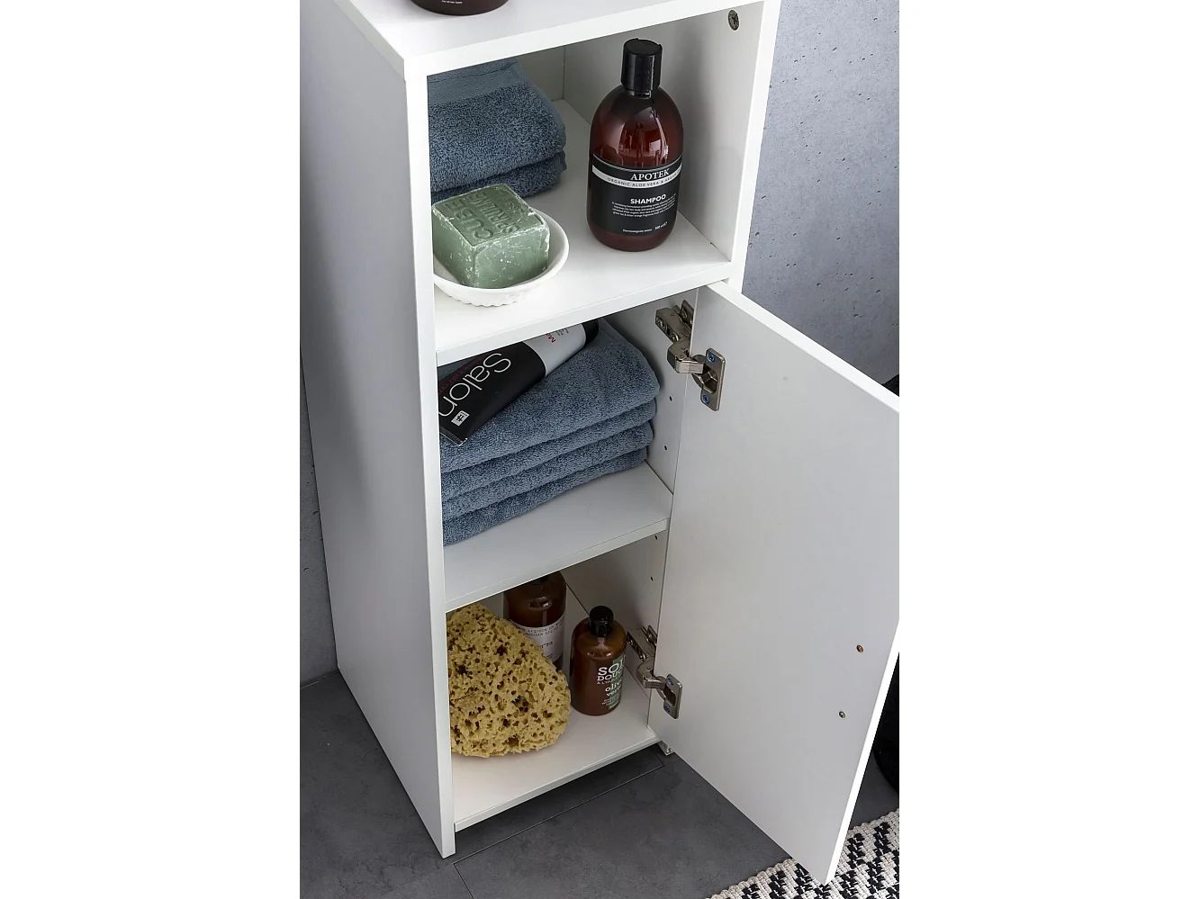 Armadietto del Bagno 30x95,5x30cm Bianco con 1 Ante e 1 Scomparti Aperto