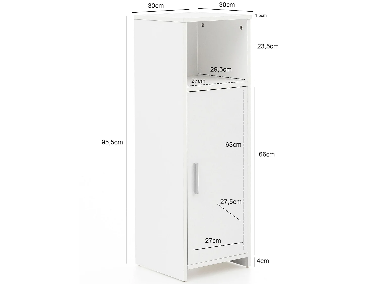 FinBuy Armoire de toilette 30x95,5x30cm Meubles de salle de bain Étagère Moderne
