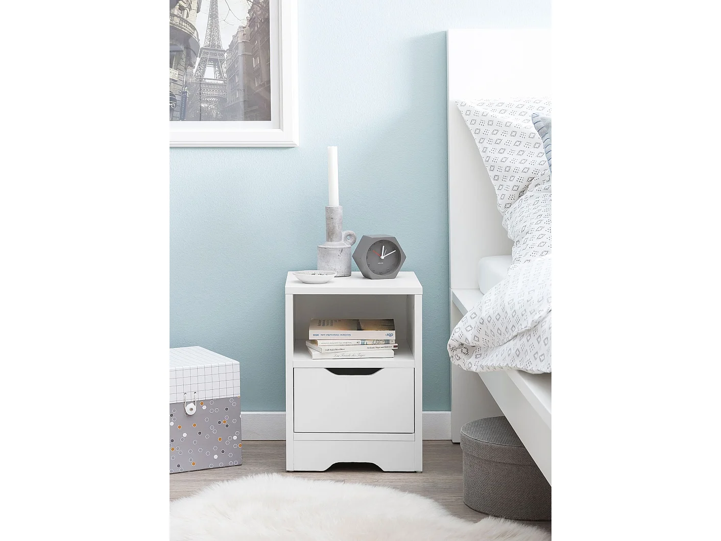 Comodino Camera da Letto 31x43x31 cm Moderno Tavolino con Cassetto