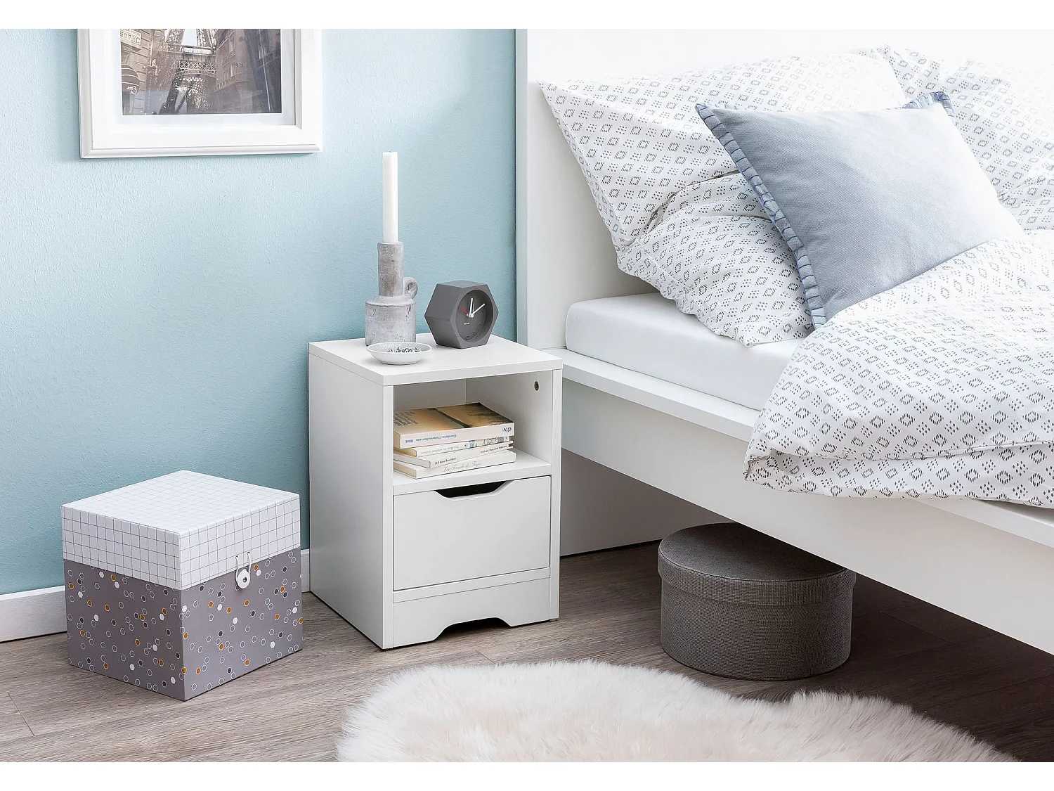 Comodino Camera da Letto 31x43x31 cm Moderno Tavolino con Cassetto