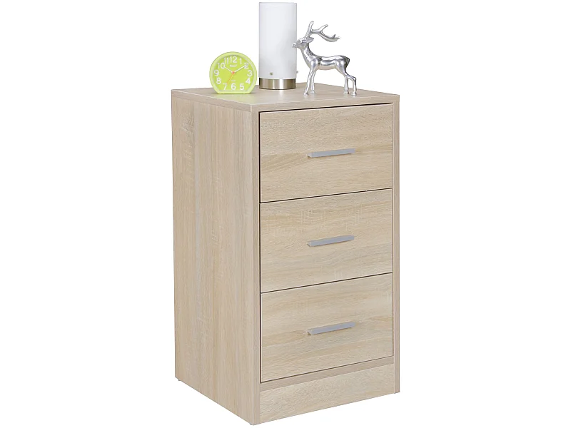 Comodino Camera da Letto 37,5x68x35 cm Moderno Tavolino con 3 Cassetti