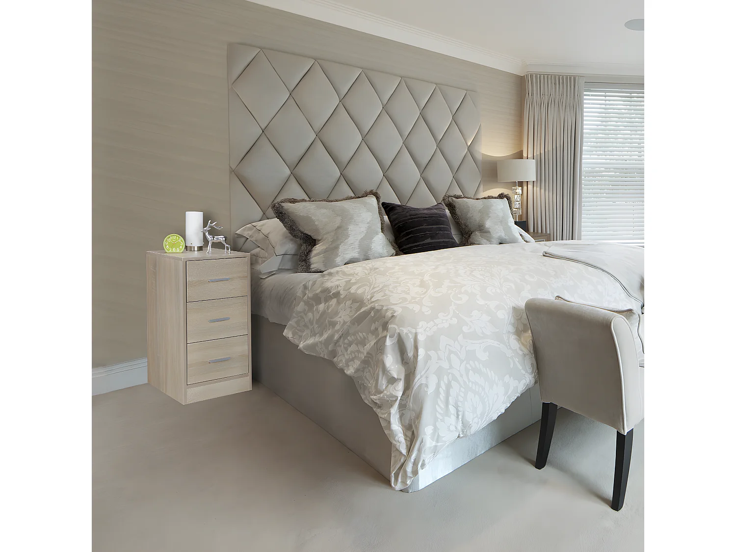 Nachtschrank Kommode Nachttisch Schublade Ablage Schlafzimmer Boxspring 68 cm