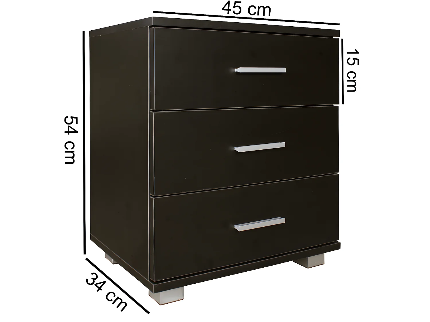 Comodino Camera da Letto 45x54x34 cm Moderno Tavolino con 3 Cassetti