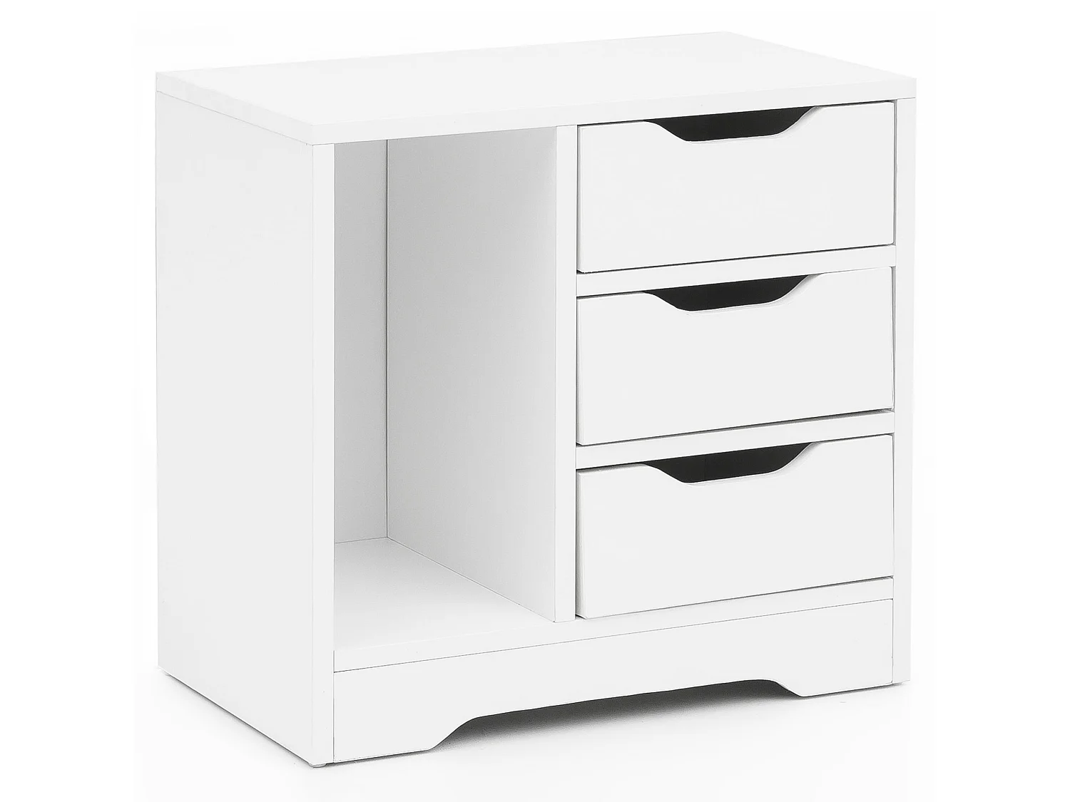 Comodino Bianco Camera da Letto 49x50x30 cm Moderno Tavolino 3 Cassetti