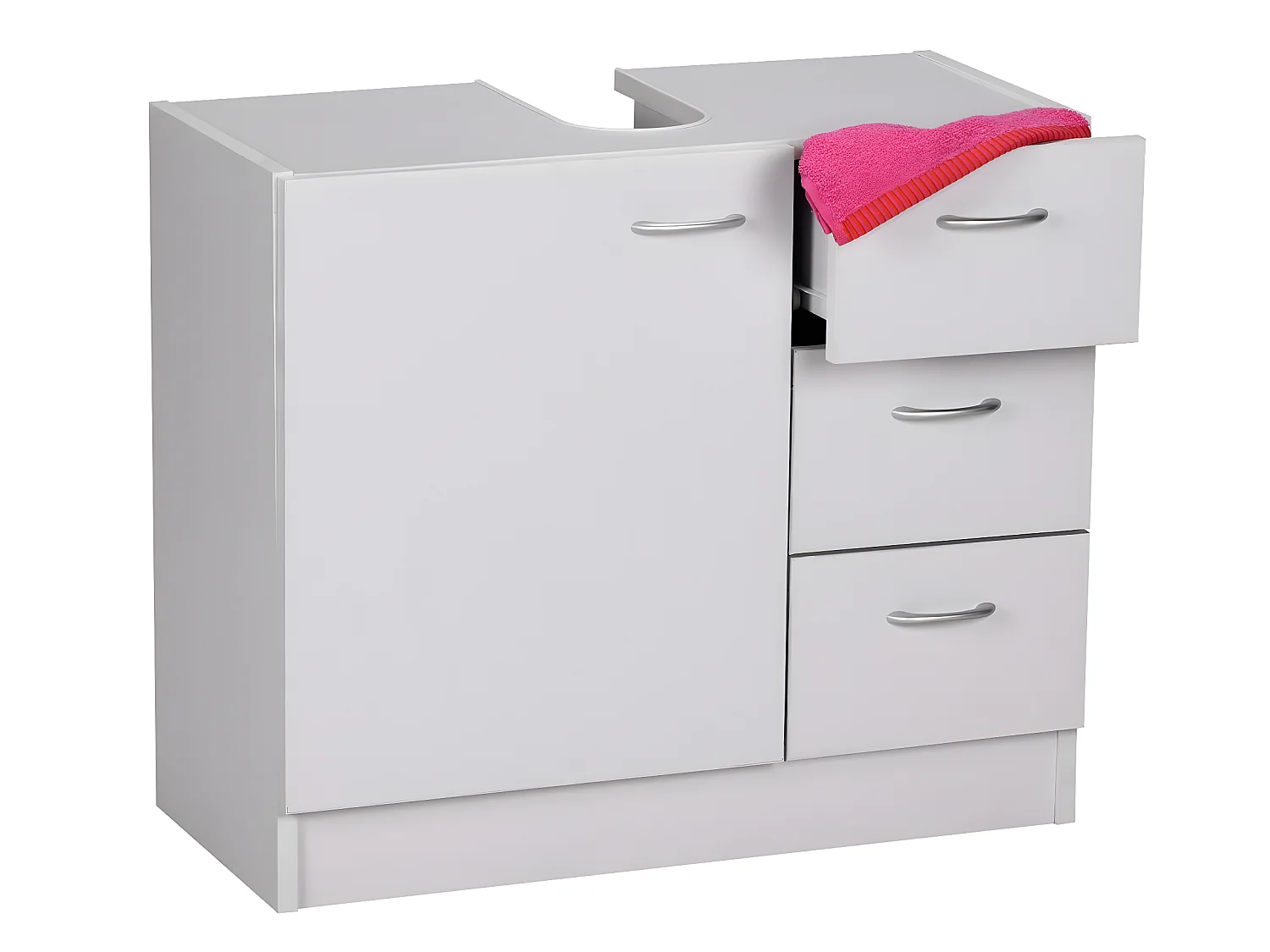 Mobile Base Lavabo 63 x 54 x 30 cm Legno Bianco con 1 Ante e 3 Cassetti