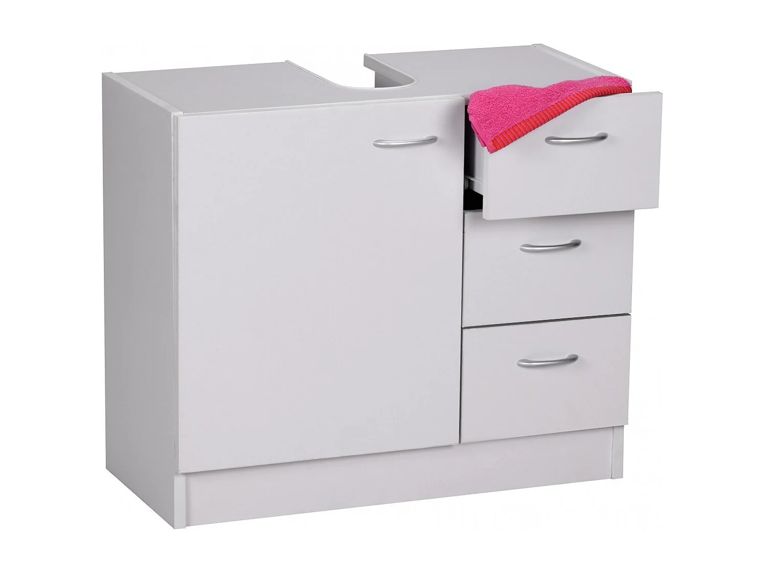 Mobile Base Lavabo 63 x 54 x 30 cm Legno Bianco con 1 Ante e 3 Cassetti