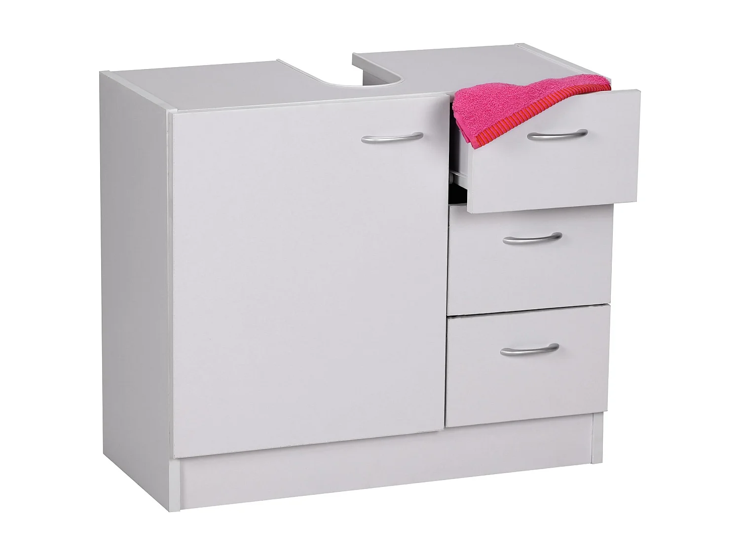 Mobile Base Lavabo 63 x 54 x 30 cm Legno Bianco con 1 Ante e 3 Cassetti