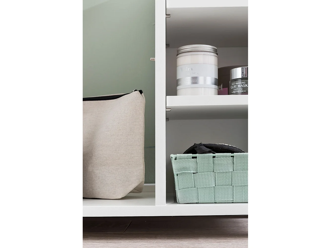 Mobile Base Lavabo 60x55x32 cm Bianco con 1 Ante e 3 Scomparti Aperti