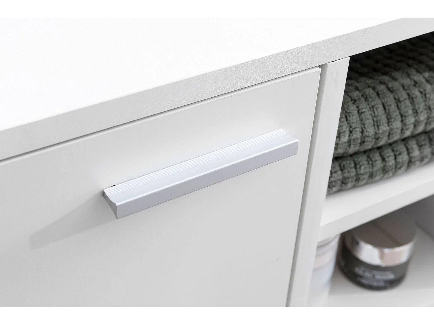 Évier armoire avec 60x55x32 cm Blanc Meuble vasque a poser Design Bain