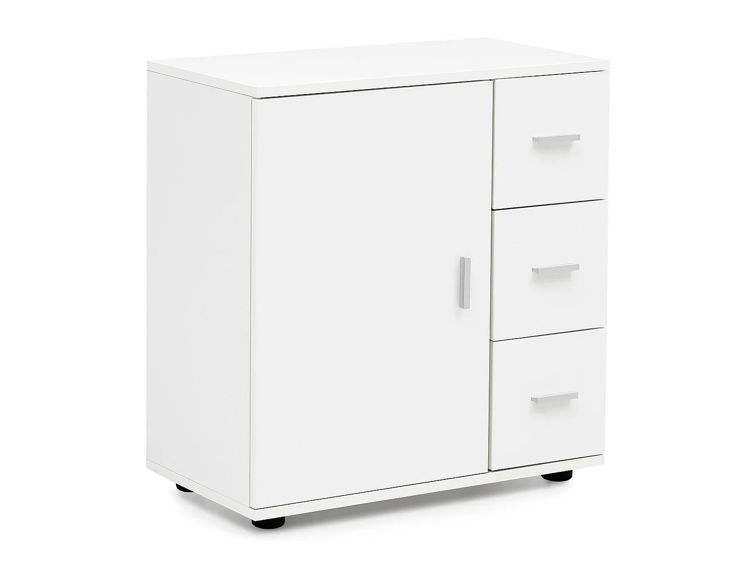 Armoire de Salle de Bain 60x65,5x33cm Commode avec Tiroir et Porte Blanc