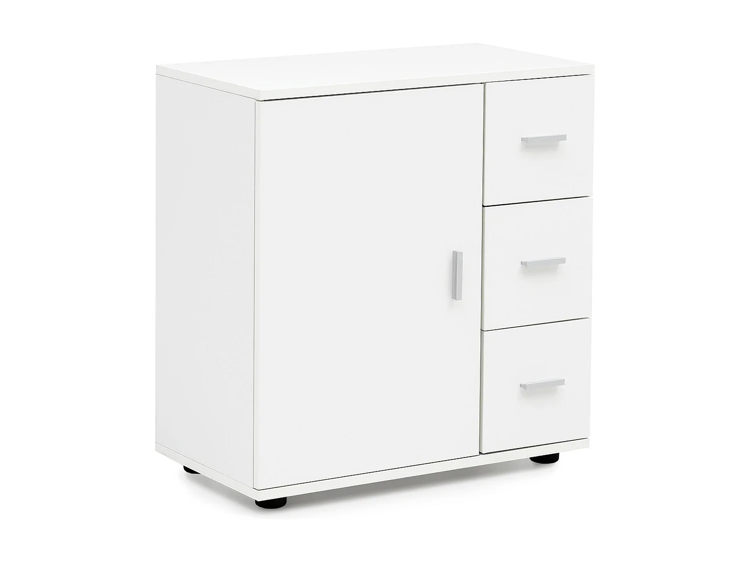 Armoire de Salle de Bain 60x65,5x33cm Commode avec Tiroir et Porte Blanc