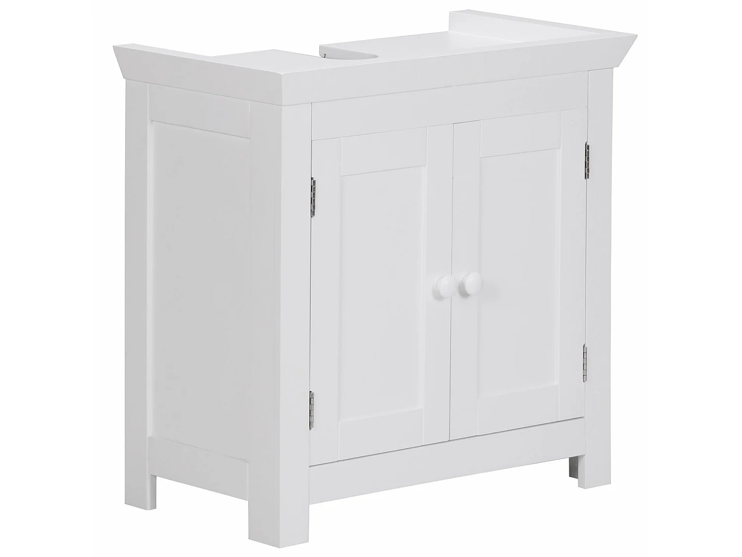Mobile Base Lavabo 55,5 x 57 x 30 cm Legno Bianco con 2 Ante Mobiletto