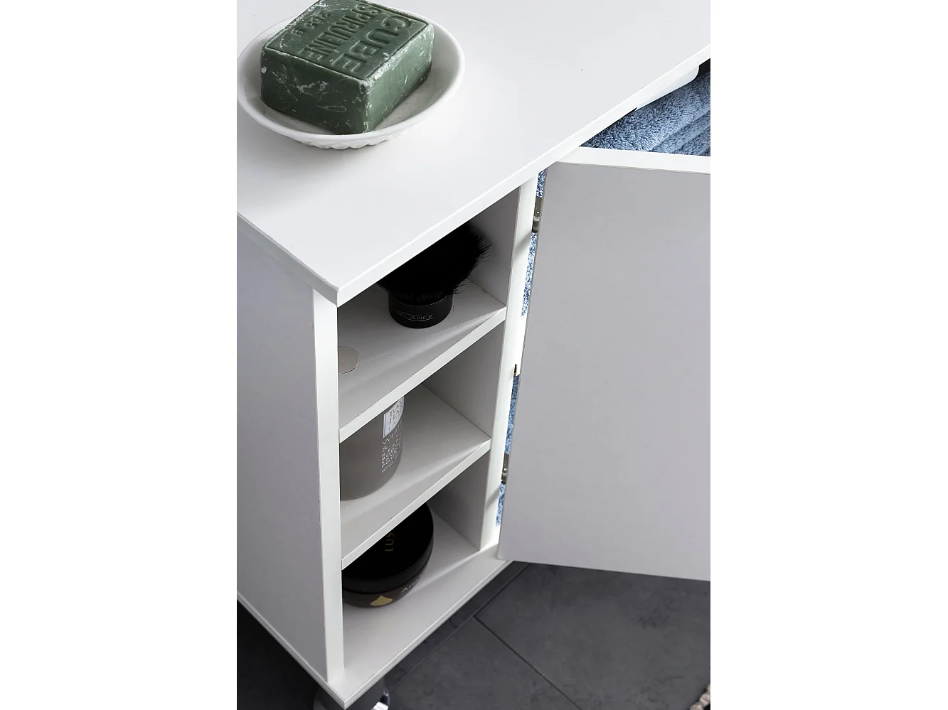 Mobile Base Lavabo 60x64x32cm Bianco con Anta Mobiletto da Bagno Moderno