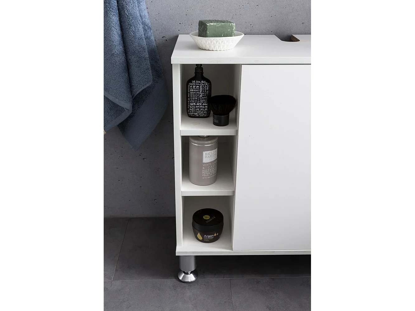 Meuble sous Lavabo 60x64x32 cm Armoire Salle de Bain Blanc Meuble Vasque