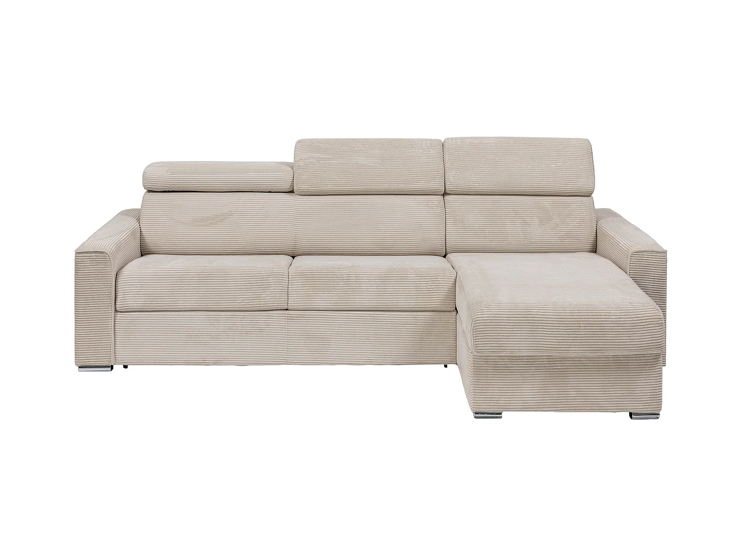 Vendbar hjørnesofa med ekspresudtræk i beige fløjl - 160 cm bred lamelsenge - 14 cm madras - VIZIR