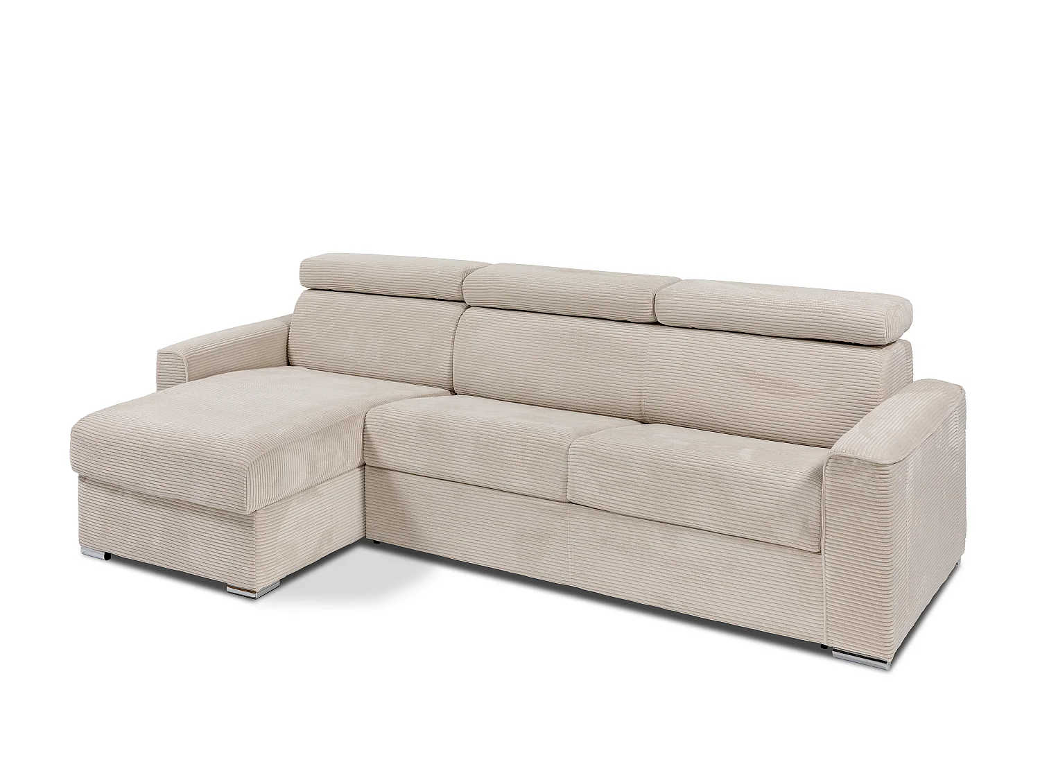 Vendbar sovesofa i grøn fløjl med chaiselong - 160 cm liggemål - 14 cm madras - VIZIR