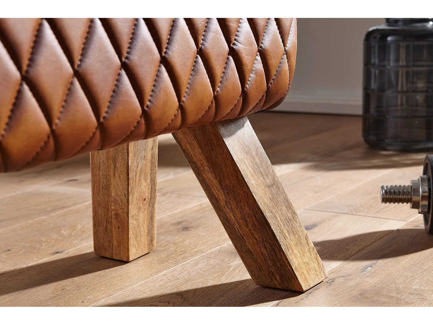 banc en cuir véritable / bois massif 89 cm Springbok Hall bench Banc en cuir