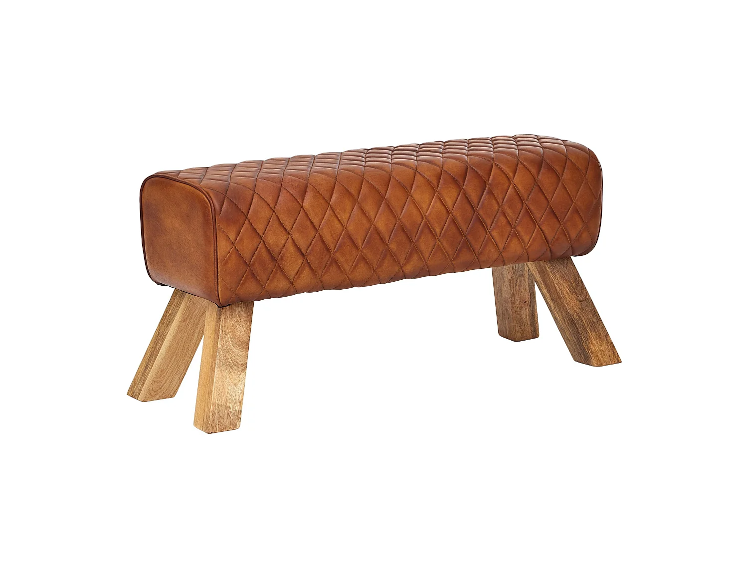 Sitzbank Echtleder / Massivholz 89 cm Springbock Flurbank Lederbank Bank