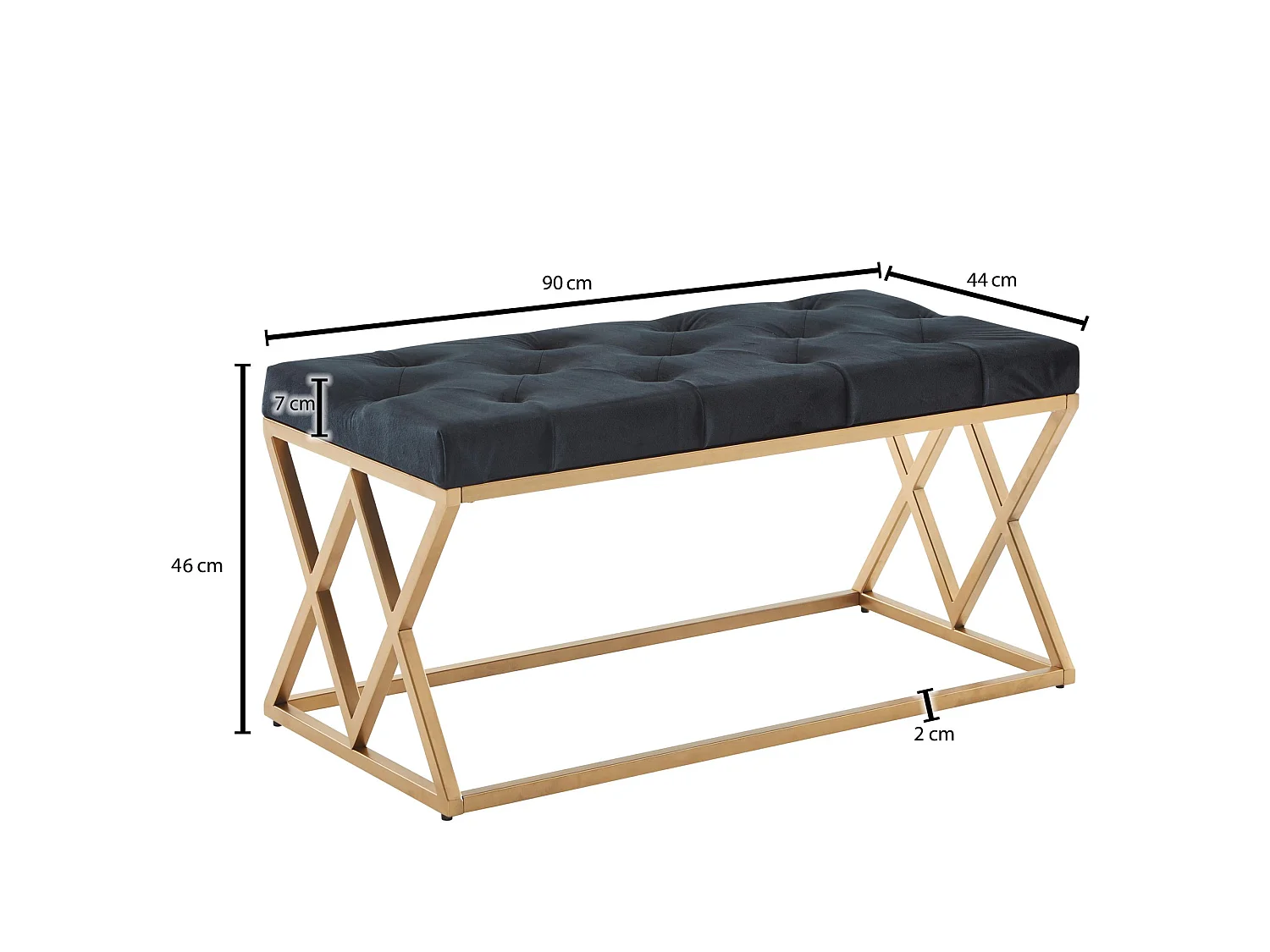 Sitzbank  Polsterbank Schwarz 90 cm Bettbank Chesterfield Flurbank Samt