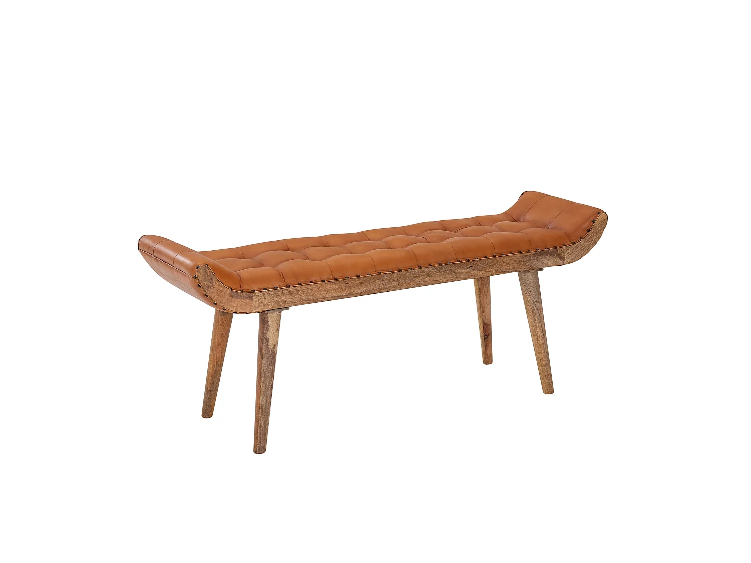 banc d'entrée Chesterfield banc rembourré en cuir véritable banc 125x50x38 cm