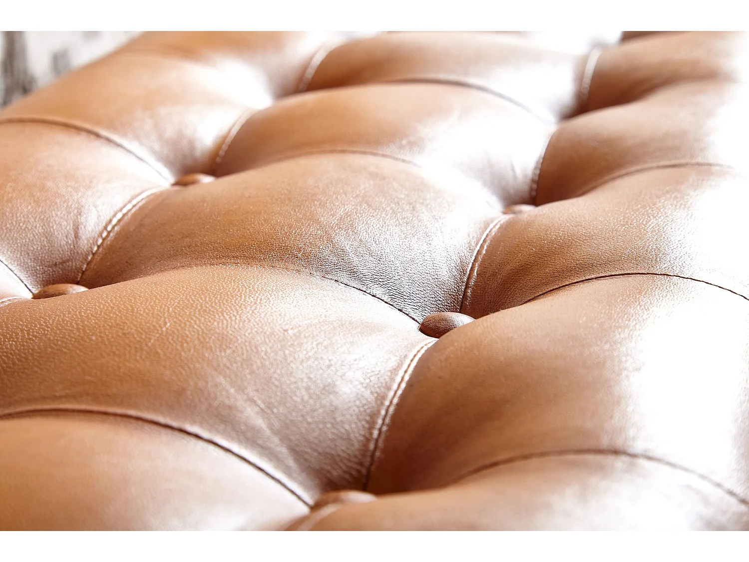 banc d'entrée Chesterfield banc rembourré en cuir véritable banc 125x50x38 cm